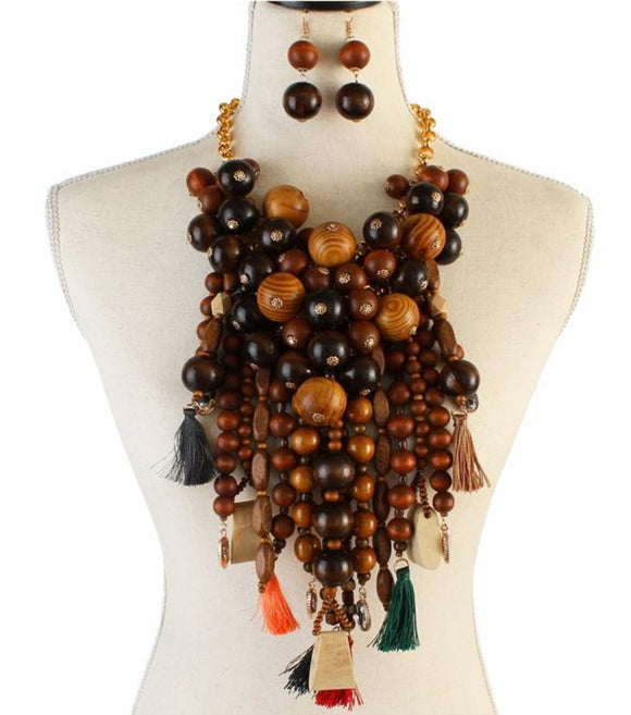 Wooden Falls Statement Necklace