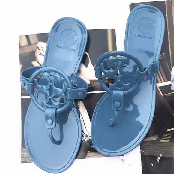 Smokey Blue T. Burch Inspired Jelly Sandals